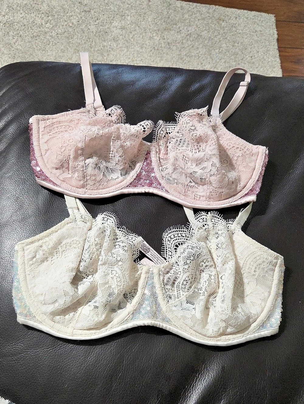 2 Victoria's Secret Unlined Balconet Bra with Sequins Duo